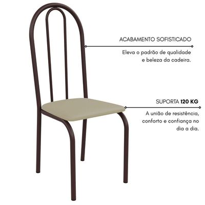 Kit 4 Cadeiras Ilhabela Estrutura Em Aço Marrom Tecido Creme