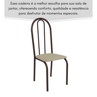 Kit 4 Cadeiras Ilhabela Estrutura Em Aço Marrom Tecido Creme