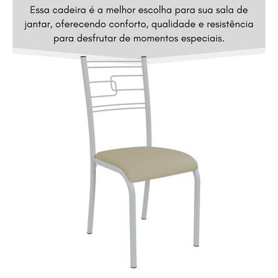Kit 4 Cadeiras Ella Estrutura Em Aço Branco E Tecido Creme