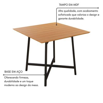Conjunto Sala De Jantar 90x90 Ilhabela 4 Cad Preto Liso