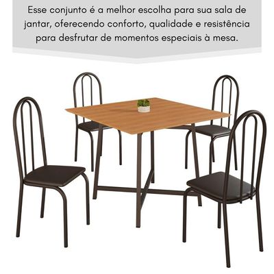 Conjunto Sala De Jantar 90x90 Ilhabela 4 Cad Preto Liso
