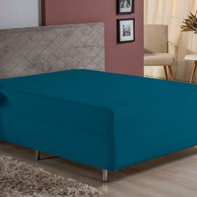 Lençol Com Elástico Queen Nobre 1 Peça Luva De Box 55cm De Altura Malha 100% Algodão - Petróleo