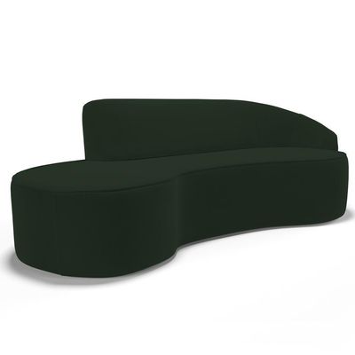 Sofá Living 3 Lugares 260cm Braço Direito Mozart D06 Veludo Verde - Mpozenato