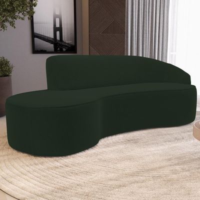 Sofá Living 3 Lugares 260cm Braço Direito Mozart D06 Veludo Verde - Mpozenato