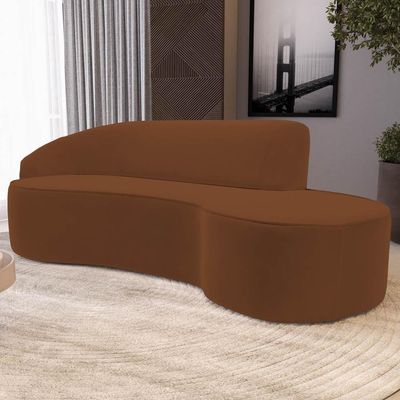 Sofá Living 2 Lugares 180cm Braço Esquerdo Mozart D06 Veludo Telha - Mpozenato