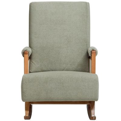 Poltrona De Amamentação Com Balanço Base Nina Líria D02 Bouclê Verde Oliva C-199 - Lyam Decor