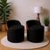 Kit 2 Puff Redondo Curvo Orgânico  Encosto Confortável Resistente posé Sue Corino Sue Preto