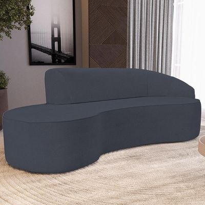 Sofá 4 Lugares Curvo Living Firenze Direito D02 Linho Chumbo 260cm D-465 - Lyam