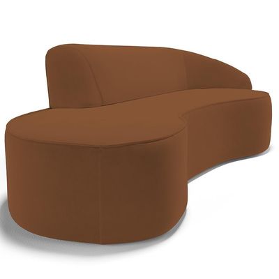 Sofá 5 Lugares Curvo Living Firenze Direito D02 Veludo Telha 300cm C-262 - Lyam