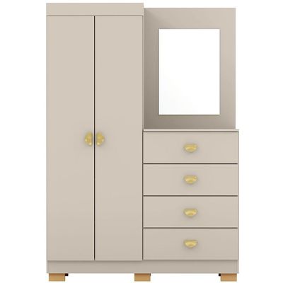 Cômoda Para Quarto Com Espelho 2 Portas 4 Gavetas 120cm Tulsa V01 Fendi - Lyam Decor
