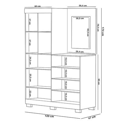 Cômoda Para Quarto Com Espelho 2 Portas 4 Gavetas 120cm Tulsa V01 Fendi - Lyam Decor