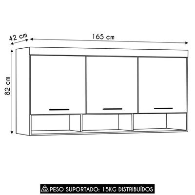 Armário Aéreo Ponte Modulado 165cm Taiga Branco/cinnamon L01 - Mpozenato