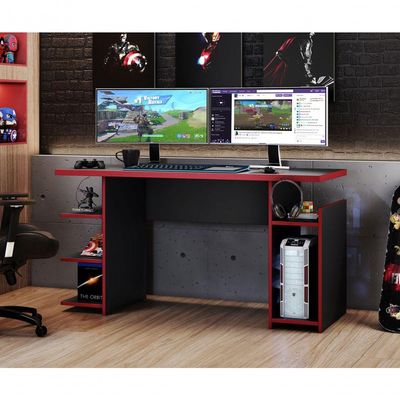 Mesa Para Computador Office Nt 2065 Preto Com Vermelho - Notável