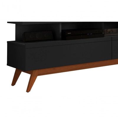 Rack Com Painel Vivare Wood 1.6 Preto - Germai Móveis
