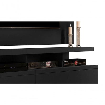 Rack Com Painel Vivare Wood 1.6 Preto - Germai Móveis