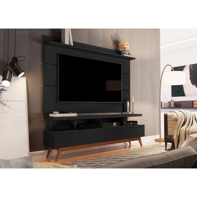 Rack Com Painel Vivare Wood 1.6 Preto - Germai Móveis