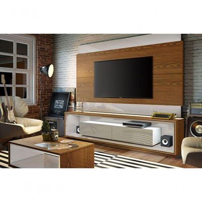 Painel Para Tv Classic 1.4 Freijó Com Off White - Imcal Móveis