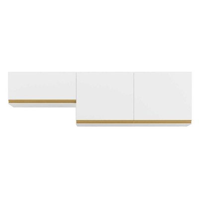 Kit 2 Armários De Cozinha Aéreos 190cm 3 Portas Veneza Multimóveis Mp2383 Branco-dourado
