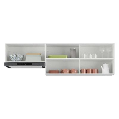 Kit 2 Armários De Cozinha Aéreos 190cm 3 Portas Veneza Multimóveis Mp2383 Branco-dourado