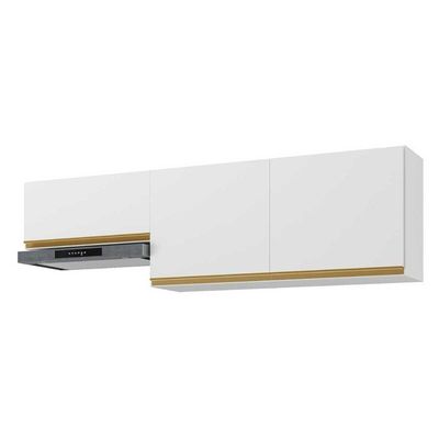 Kit 2 Armários De Cozinha Aéreos 190cm 3 Portas Veneza Multimóveis Mp2383 Branco-dourado