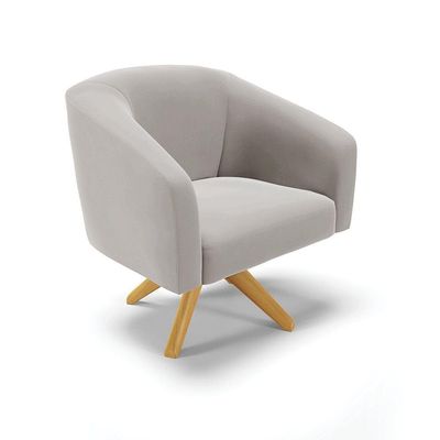Kit 1 Namoradeira E 2 Poltronas Base Madeira Cinza