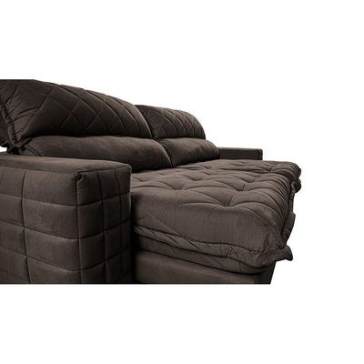 Sofá Retrátil E Reclinável 2,55m Molas Ensacadas Cama Inbox Elegance Com Thermogel Velusoft Café