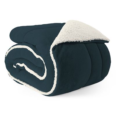 Coberdrom Cobertor King 1 Peça Maya Manta Soft e Sherpa de Carneiro 100% Poliéster - Azul