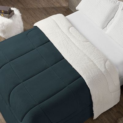 Coberdrom Cobertor King 1 Peça Maya Manta Soft e Sherpa de Carneiro 100% Poliéster - Azul