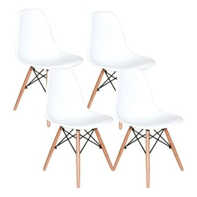 Kit 4 Cadeiras Eiffel Eames Branca+ 1 Mesa Eames 80cm Branca