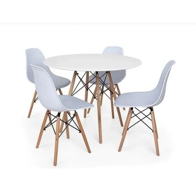 Kit 4 Cadeiras Eiffel Eames Branca+ 1 Mesa Eames 80cm Branca