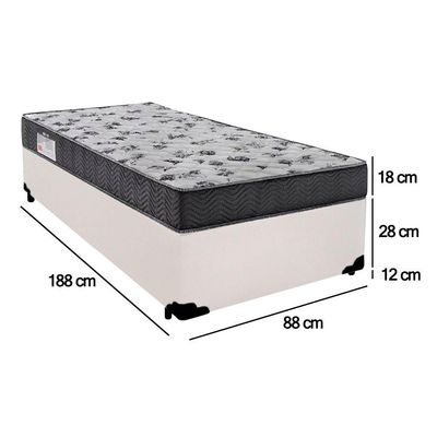 Cama Box Solteiro Sintético + Colchão De Espuma D33 - - 88cm Branco