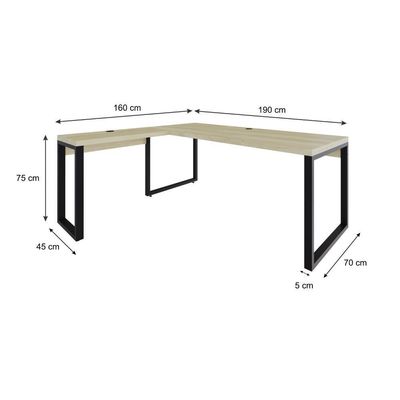 Mesa Em L Presidente 190x160x75cm Yon - Ciliegio-est.preta Ciliegio-est.preta