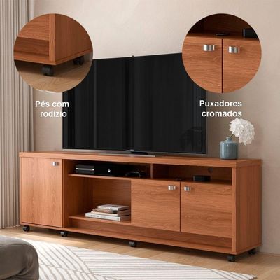 Rack com Painel para TV Lena 70" 183CM MDF MDP com LED Jequitiba