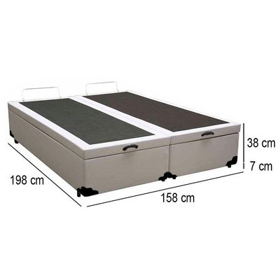 Cama Box Baú Queen Bipartido Sintético Mega Cama Branco 158x198x45cm