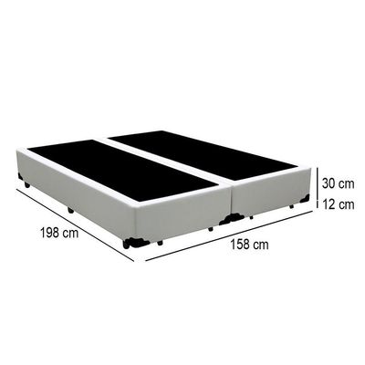 Cama Box Queen Bipartido Sintético Mega Cama Branco 158x198x42cm