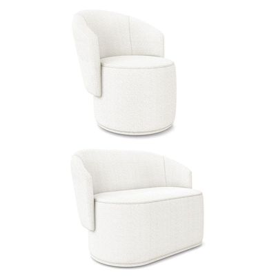 Sofá Namoradeira E Poltrona Orgânica Para Sala Malu Bouclê Off White M11 - D'rossi