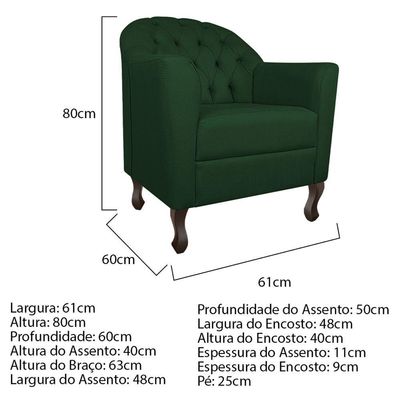 Kit Diva Recamier Diana 185Cm Lado Direito E 02 Poltronas Julia Suede - Doce Sonho Móveis Verde