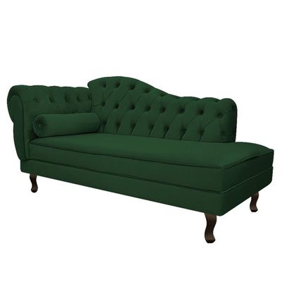Kit Diva Recamier Diana 185Cm Lado Direito E 02 Poltronas Julia Suede - Doce Sonho Móveis Verde