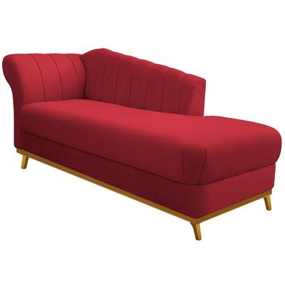 Kit Diva Recamier Vanessa 185cm Lado Direito E 01 Poltrona Laura Suede Cor Vermelho