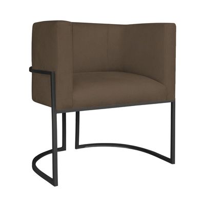 Kit Divã Luna 140cm Lado Direito E 01 Poltrona Base De Ferro Preto Suede Cor Marrom
