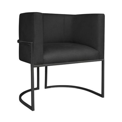 Kit Divã Luna 140cm Lado Esquerdo E 02 Poltronas Base De Ferro Preto Suede Cor Preto