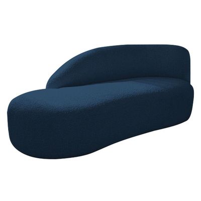 Kit Divã Luna 140cm Lado Esquerdo E 01 Poltrona Base De Ferro Dourado Suede Cor Azul Marinho