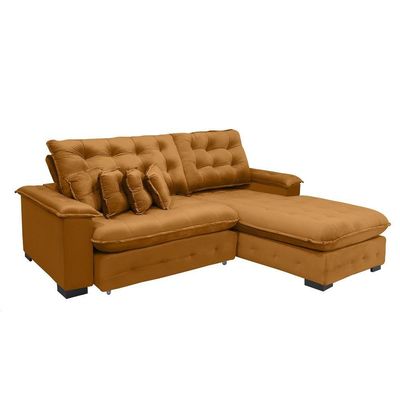 Sofá Berlin 2.65x1.70m Com Chaise Super Pillow Top - Terra