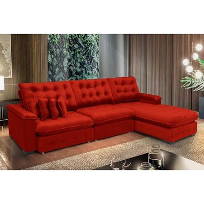 Sofá Berlin 3.85x2.10m C/Chaise Super Pillow Top - Vermelho