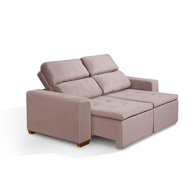 Sofá 3 Lugares 195cm Com Molas, Retrátil E Reclinável Rose