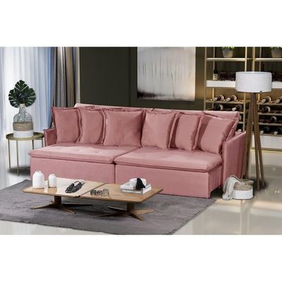 Sofá 4 Lugares 2.30 Mt Com Molas Retrátil E Reclinável Rose