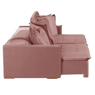 Sofá 4 Lugares 2.30 Mt Com Molas Retrátil E Reclinável Rose