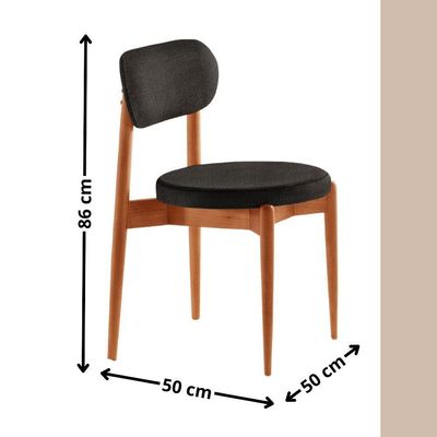 Conjunto 2 Cadeiras De Jantar Ballare Soft Moderna Mobília Linho Preto / Imbuia Nat.