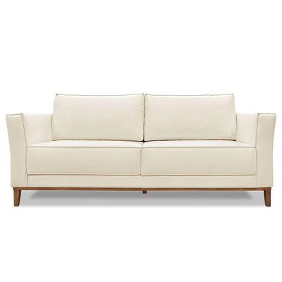 Sofá Living 2 Lugares 1,90M Vega Linho Pés Castanho Natural
