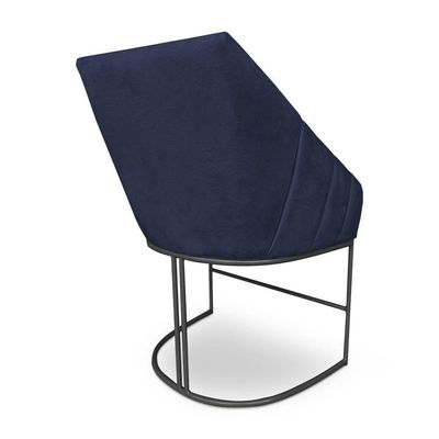 Poltrona Luxo Alana Suede Azul Marinho Base Ferro Preto - Pallazio